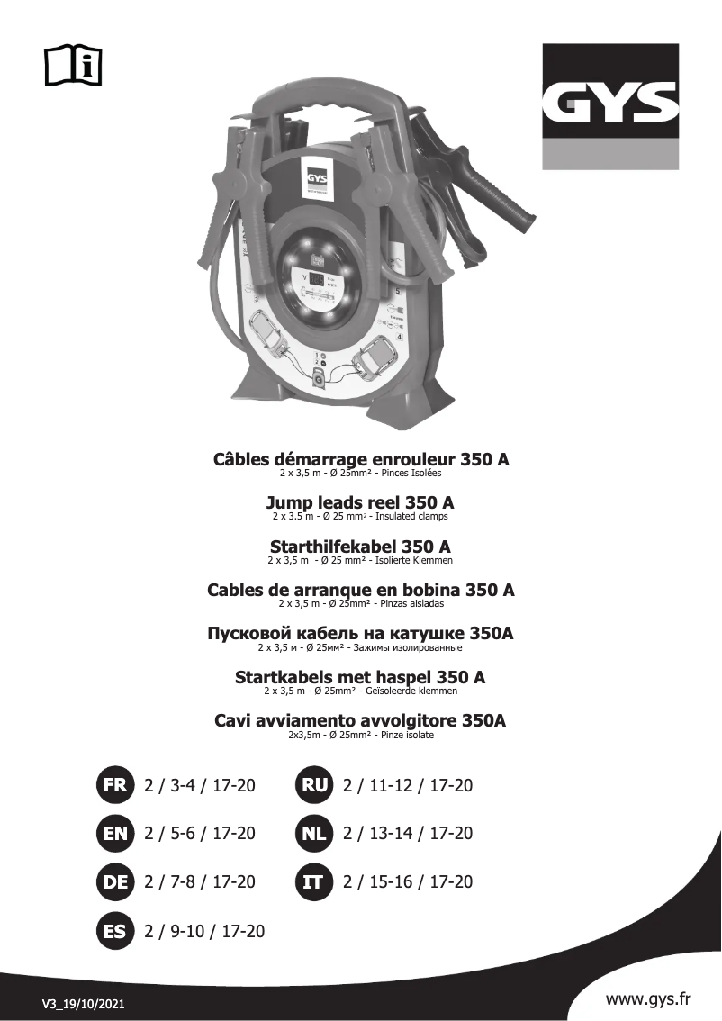 Page 1 of the manual User Manual GYS Jump Leads PRO 500A