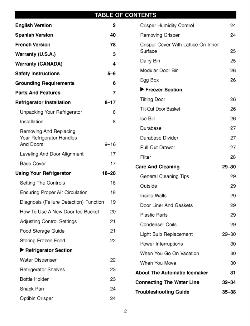 First page image of the manual for GR-L258STKA