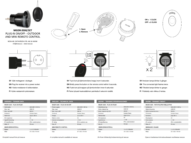 Page 1 of the manual User Manual Nexa MGDR-3500/SET