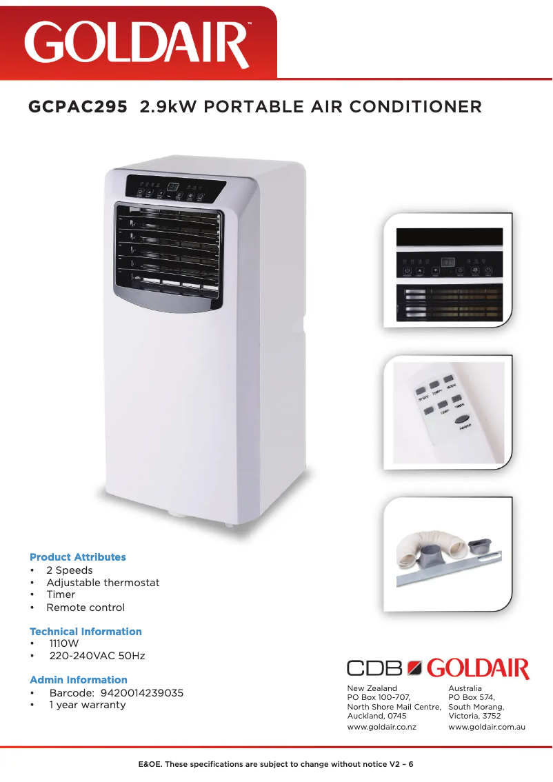 First page image of the manual for GCPAC295