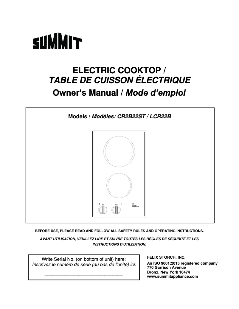 First page image of the manual for LCR22B