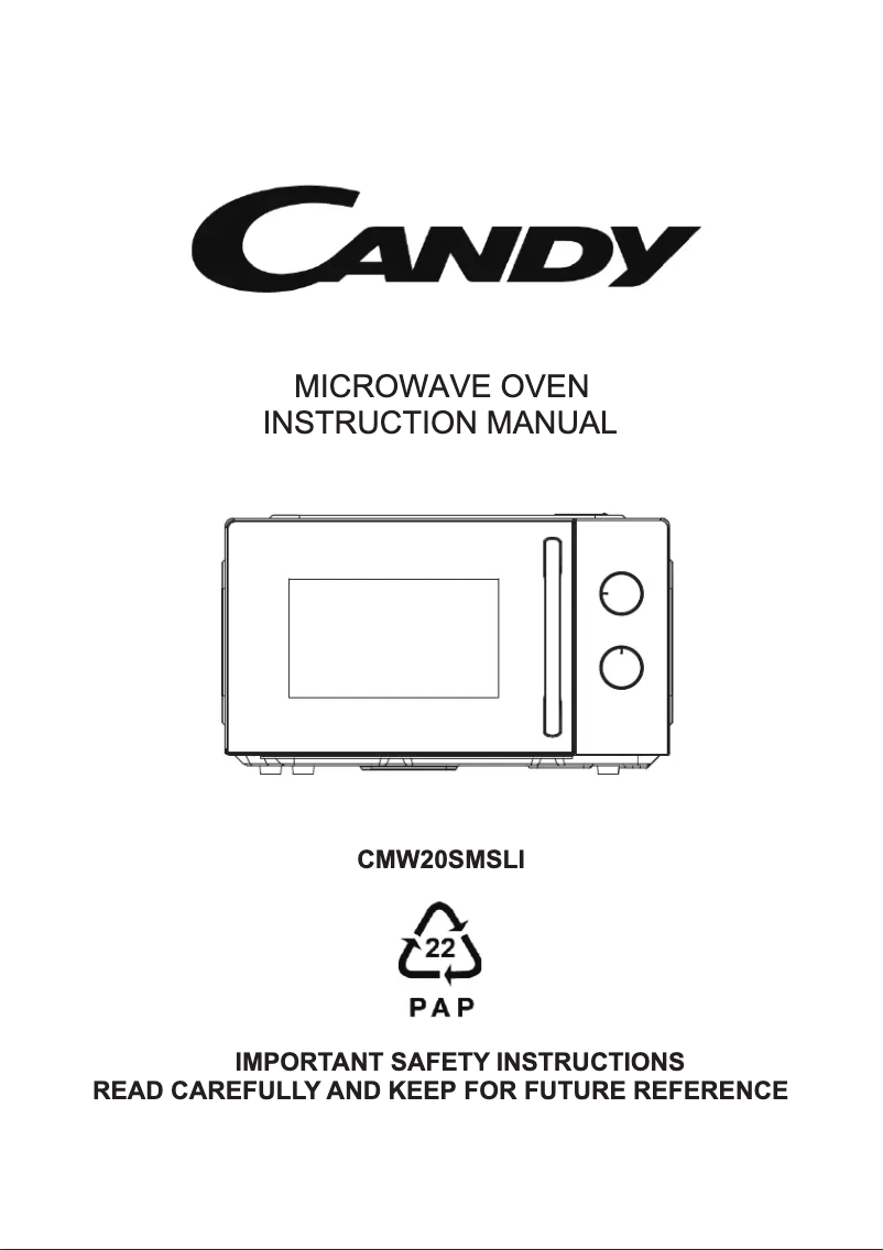 First page image of the manual for CMW20SMSLI