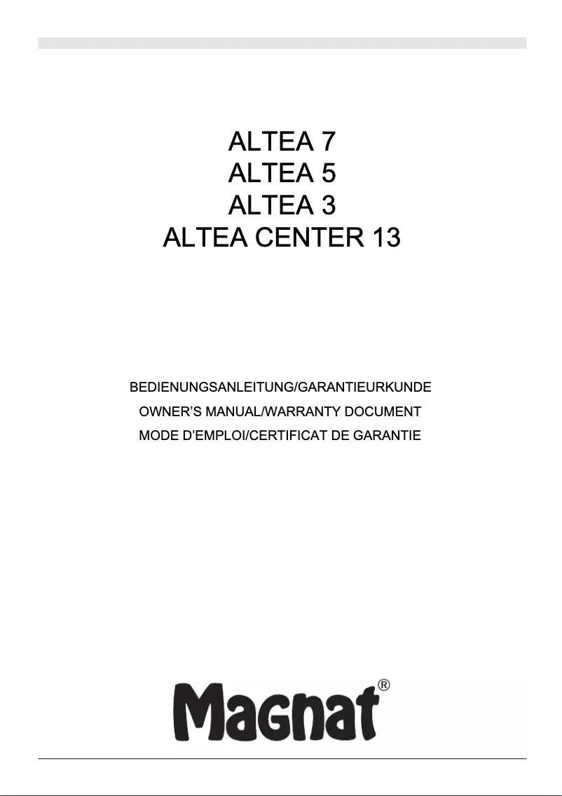 Page 1 of the manual User Manual Magnat Altea 5