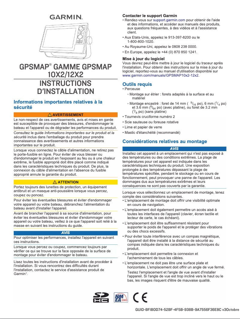 Page 1 of the manual Installation Guide Garmin GPSMAP 1222xsv