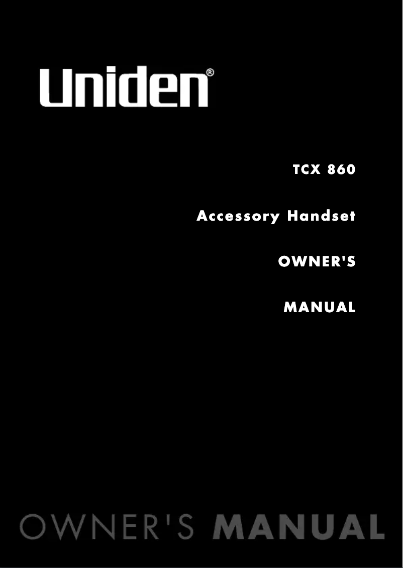 First page image of the manual for TCX 860