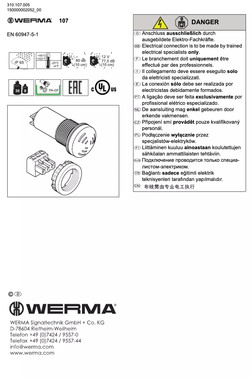 First page image of the manual for 107.010.60