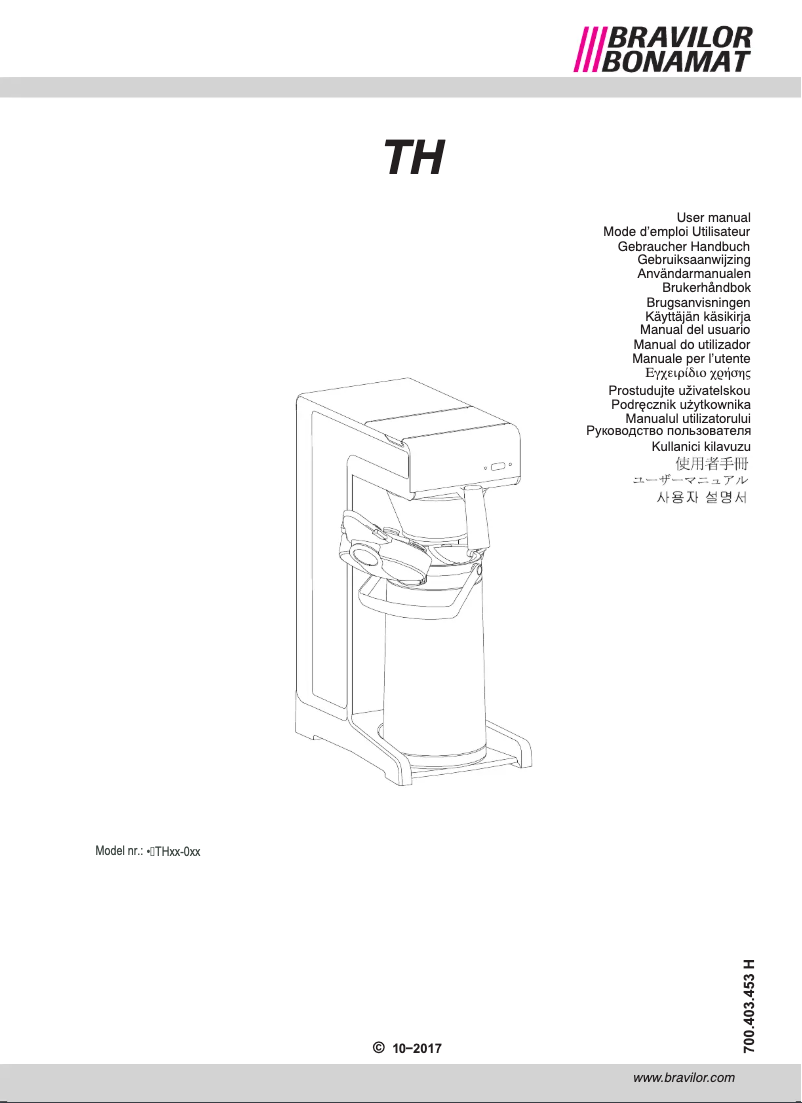Page 1 of the manual User Manual Bravilor Bonamat TH