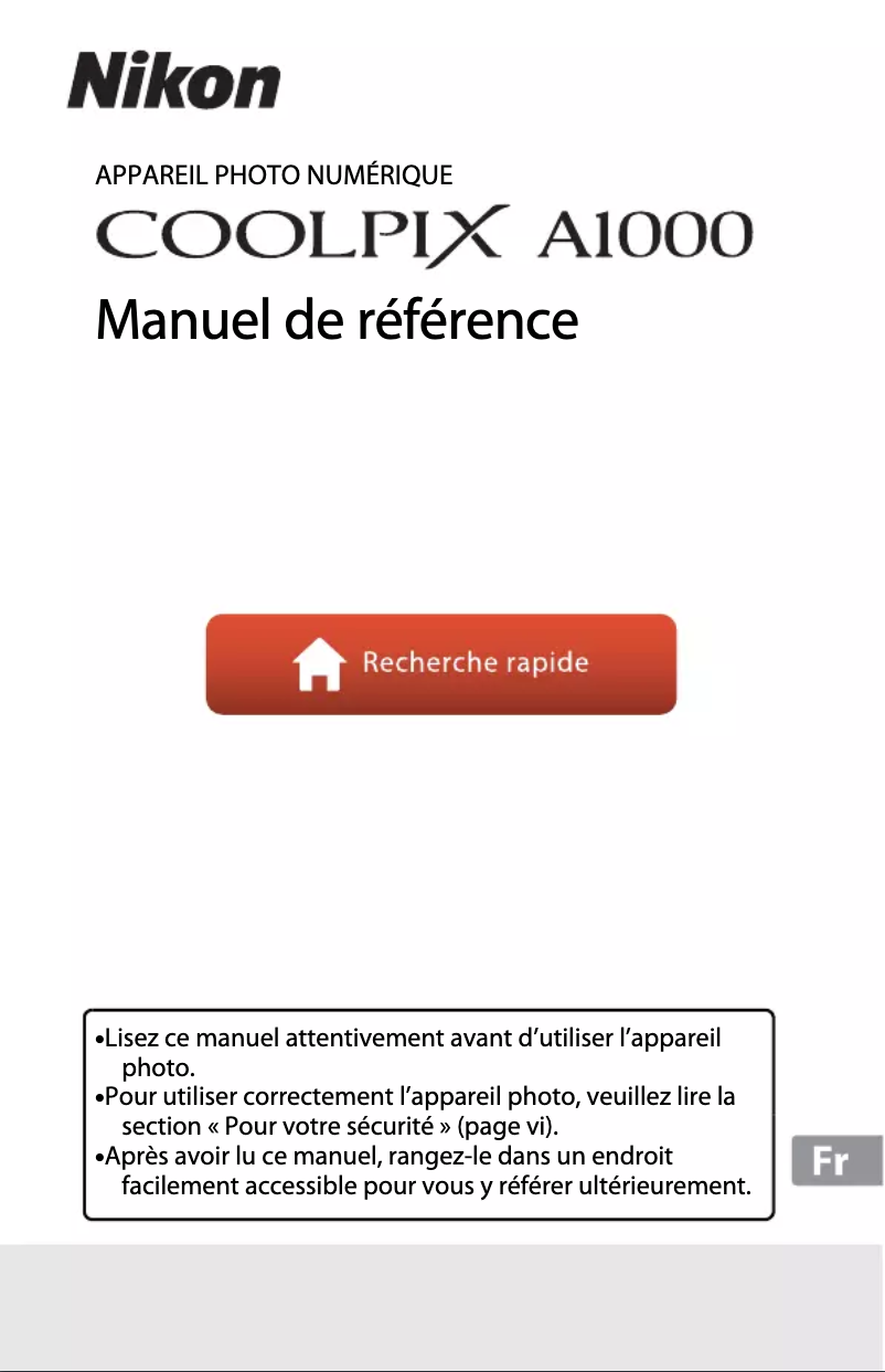 First page image of the manual for Coolpix A1000