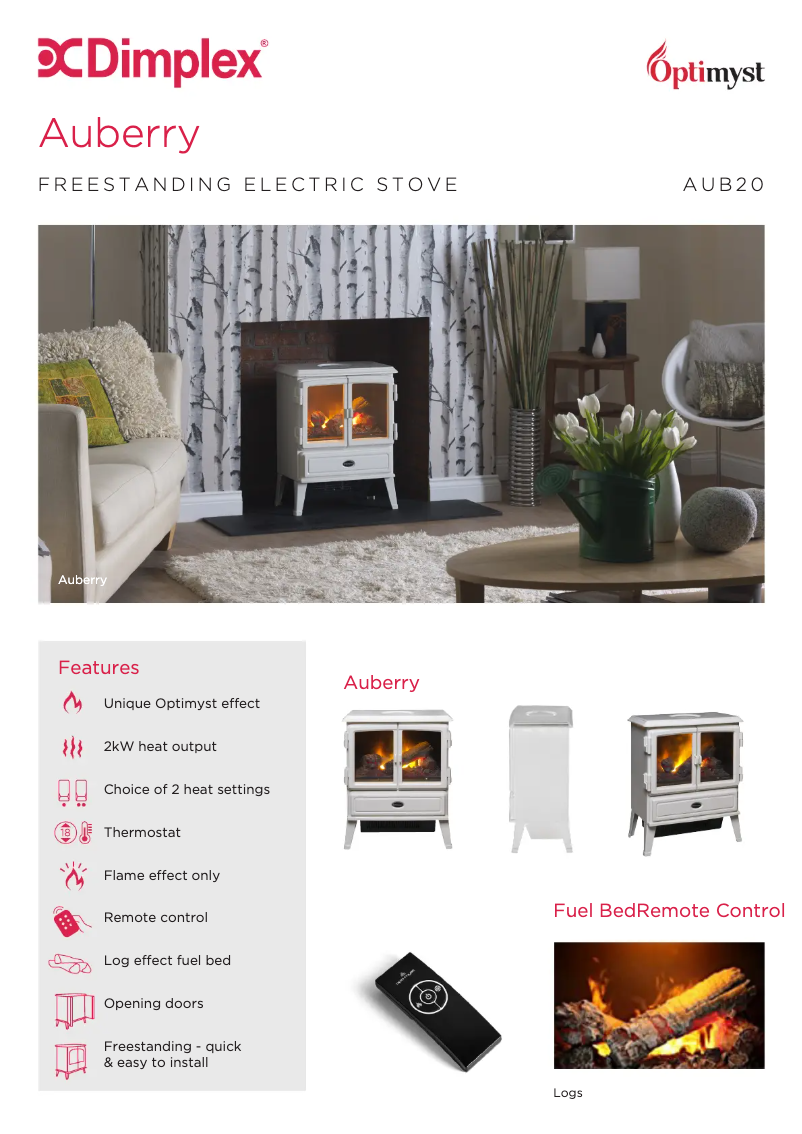 Page 1 of the manual Technical Sheet Dimplex AUB20