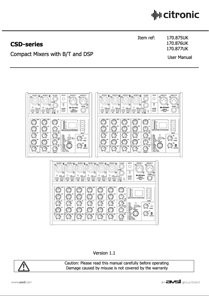 First page image of the manual for CSD-8
