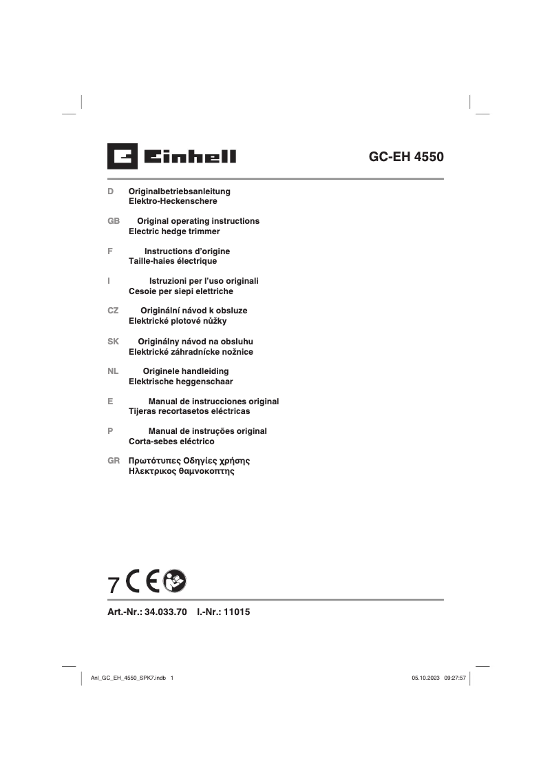 Page 1 of the manual User Manual Einhell GC-EH 4550