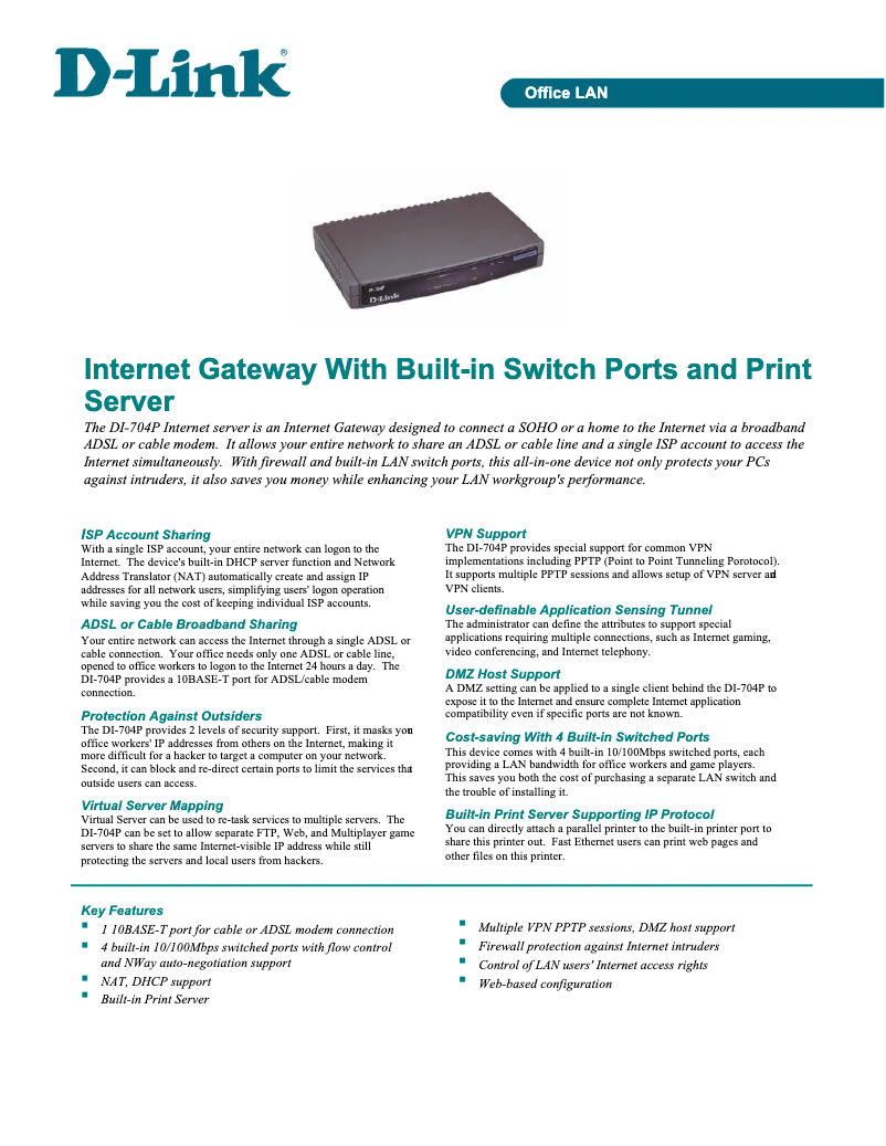 First page image of the manual for DI-704P