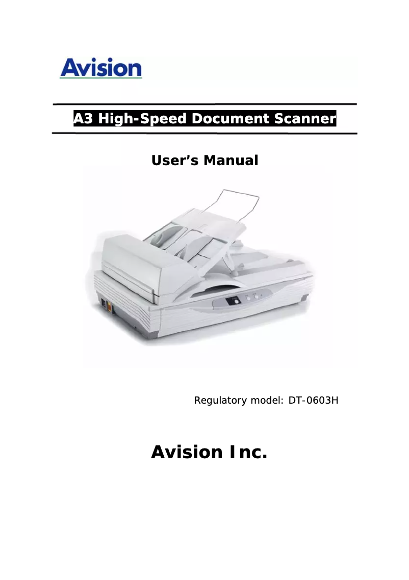 First page image of the manual for AV-8050U
