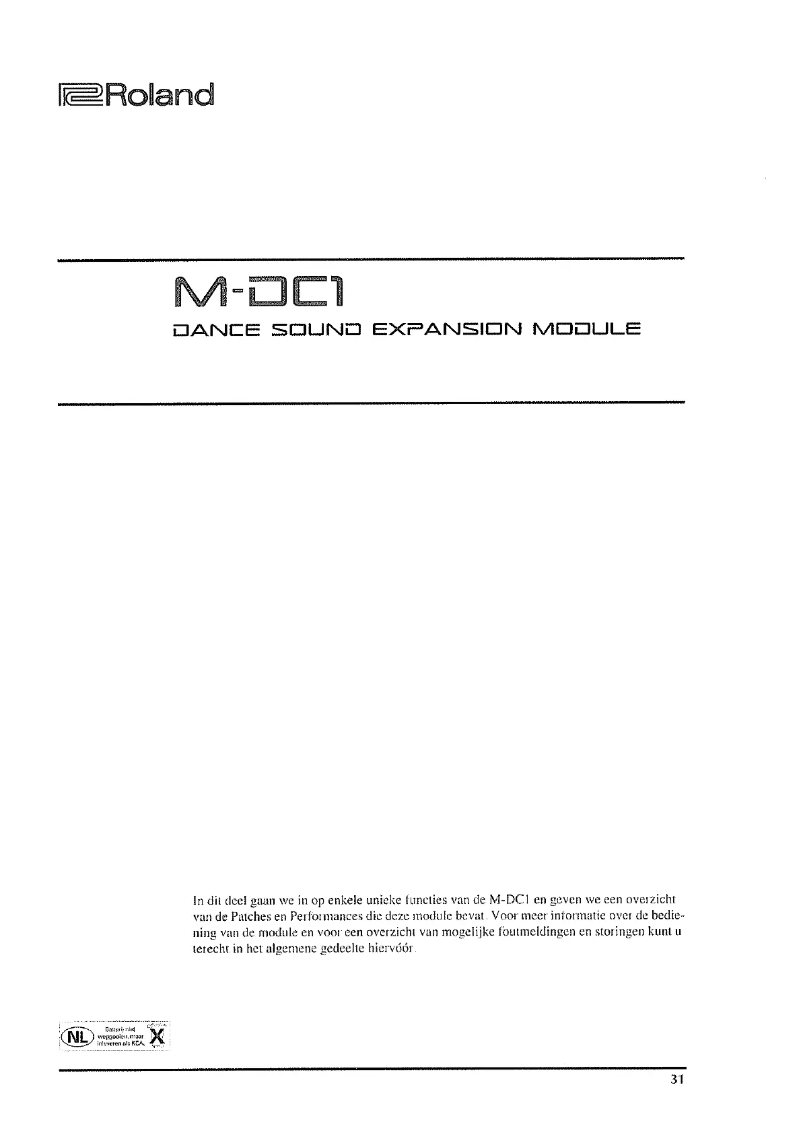 Page 1 of the manual User Manual Roland M-DC1