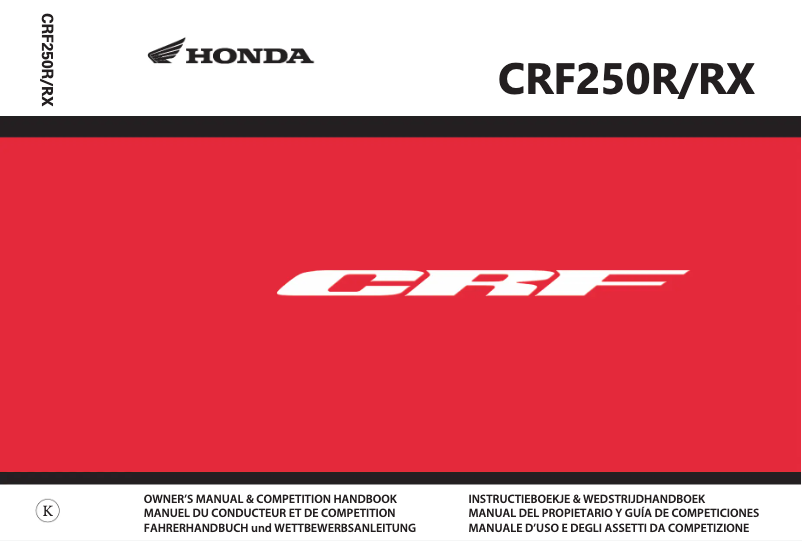 Page 1 of the manual User Manual Honda CRF250RX (2019)