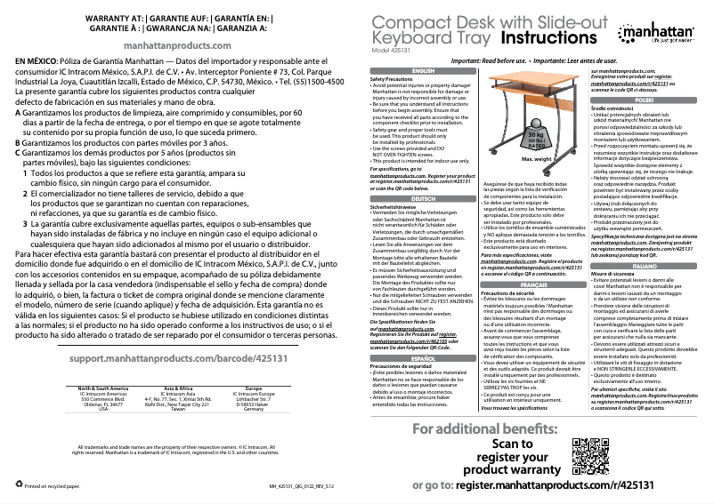 Page 1 of the manual User Manual Manhattan 425131