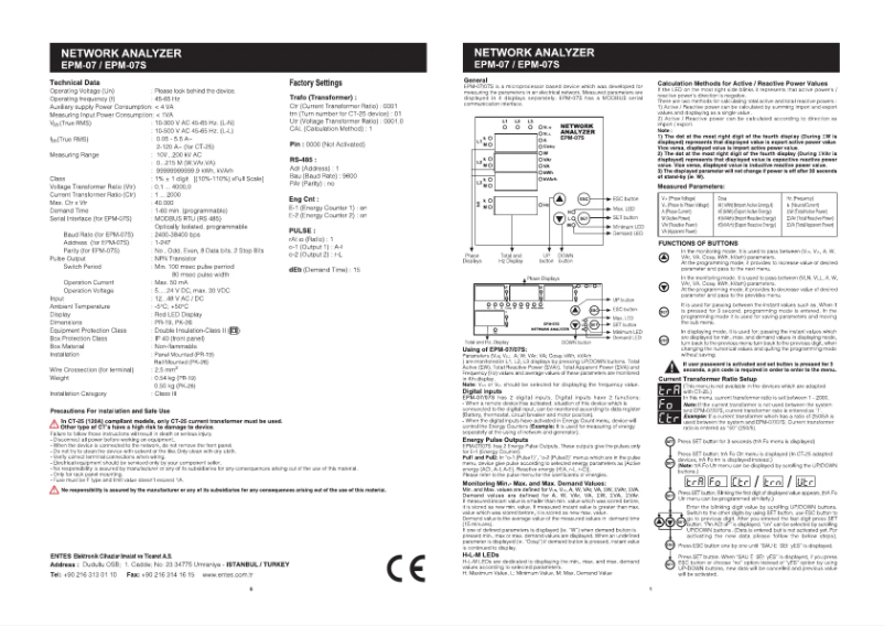Page 1 of the manual User Manual ENTES EPM-07S-DIN
