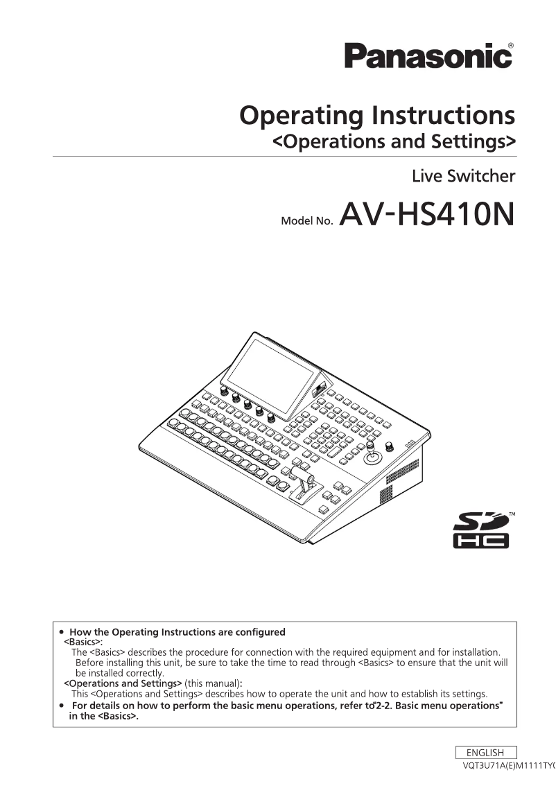 Page 1 of the manual User Manual Panasonic AV-HS410