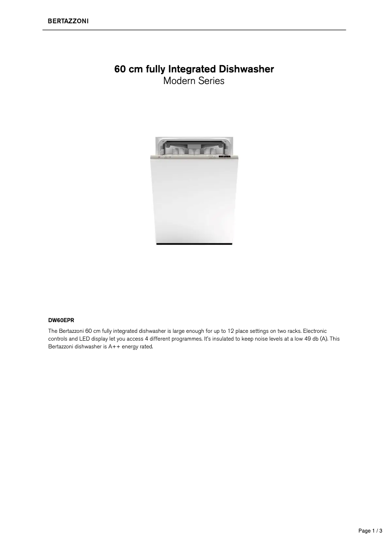 First page image of the manual for DW60EPR