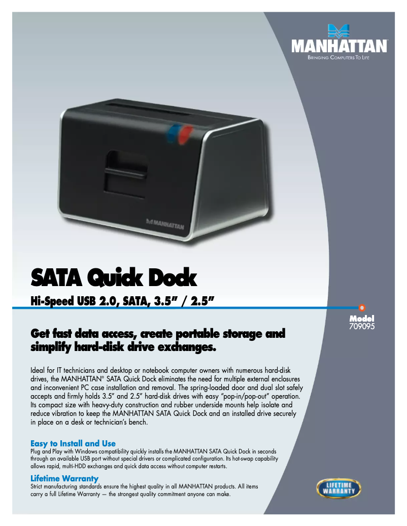 Page 1 of the manual User Manual IC Intracom SATA Quick Dock