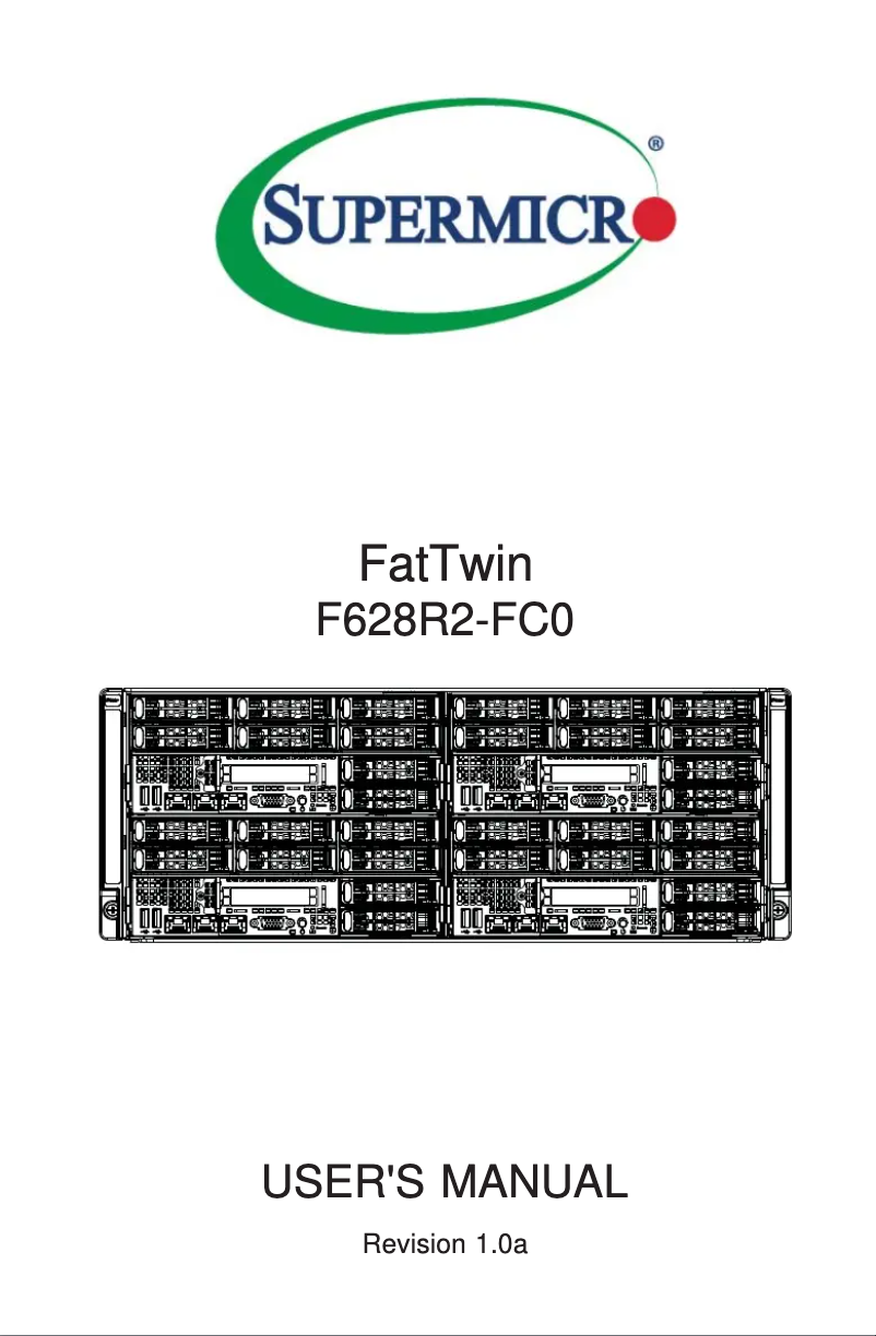 First page image of the manual for SuperServer F628R2-FC0