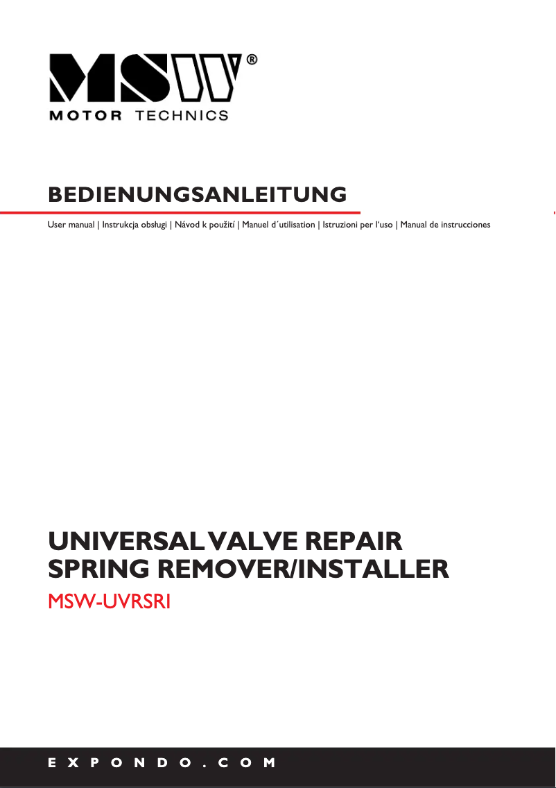 First page image of the manual for MSW-UVRSRI