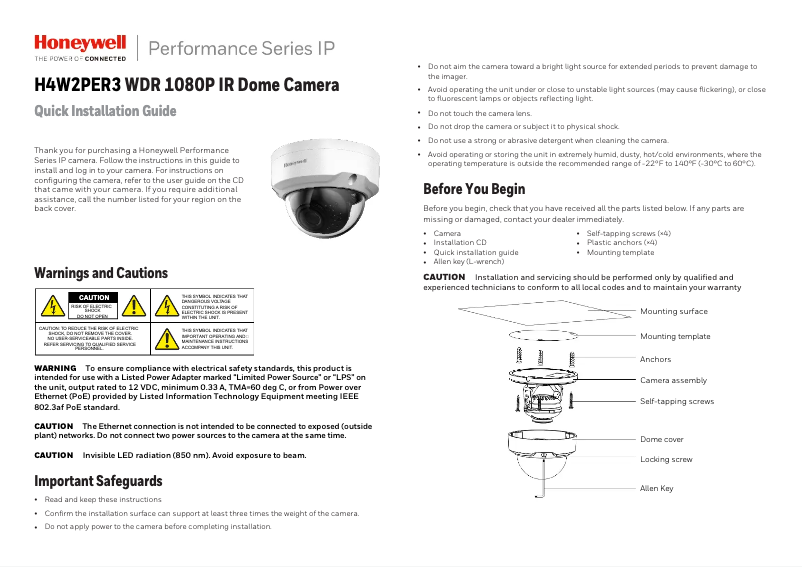 First page image of the manual for Performance H4W2PER3