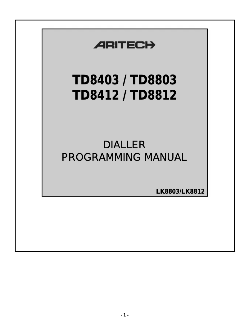First page image of the manual for TD8403