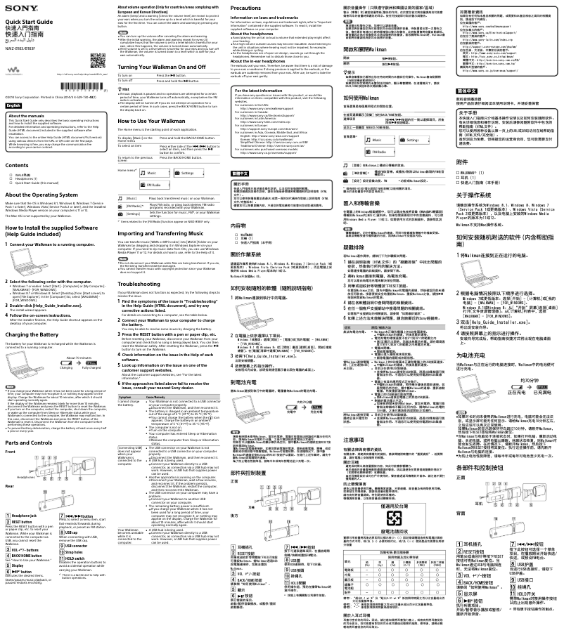 First page image of the manual for NWZ-B183