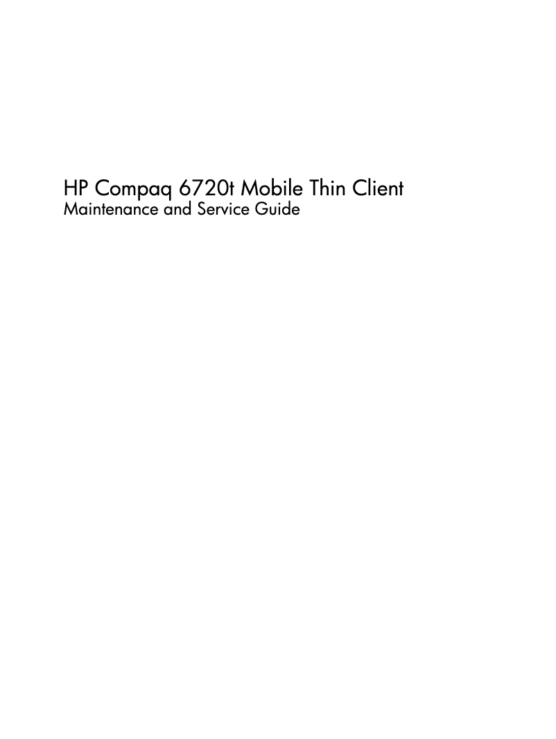 Page 1 of the manual Use and Maintenance Manual HP Compaq 6720t