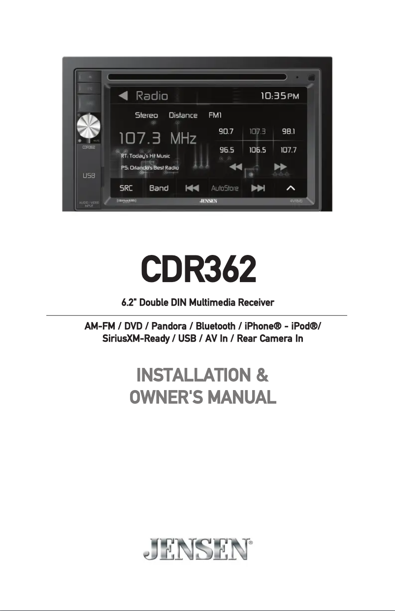 Page 1 of the manual User Manual Jensen CDR362