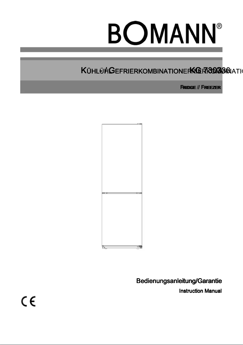 First page image of the manual for KG 7303