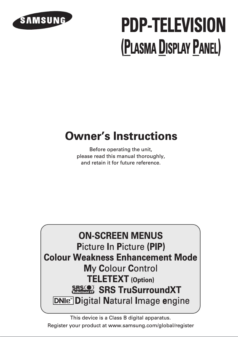 Page 1 of the manual User Manual Samsung PS-42D5S
