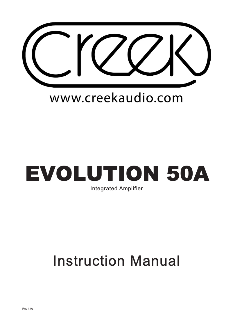 First page image of the manual for Evolution 50A
