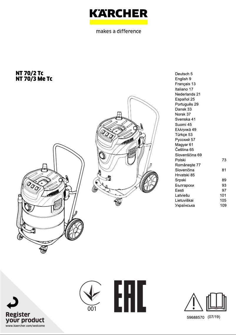 Page 1 of the manual User Manual Kärcher NT 70/2 Tc
