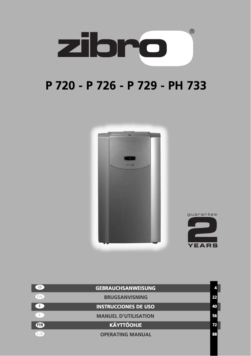 Page 1 of the manual User Manual Zibro PH 733