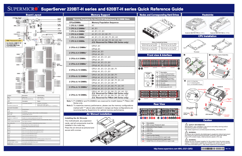 First page image of the manual for SuperServer SYS-620BT-HNC8R