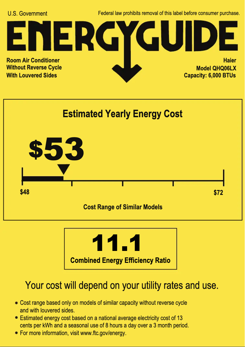 Page 1 of the manual Energy Label Haier QHQ06