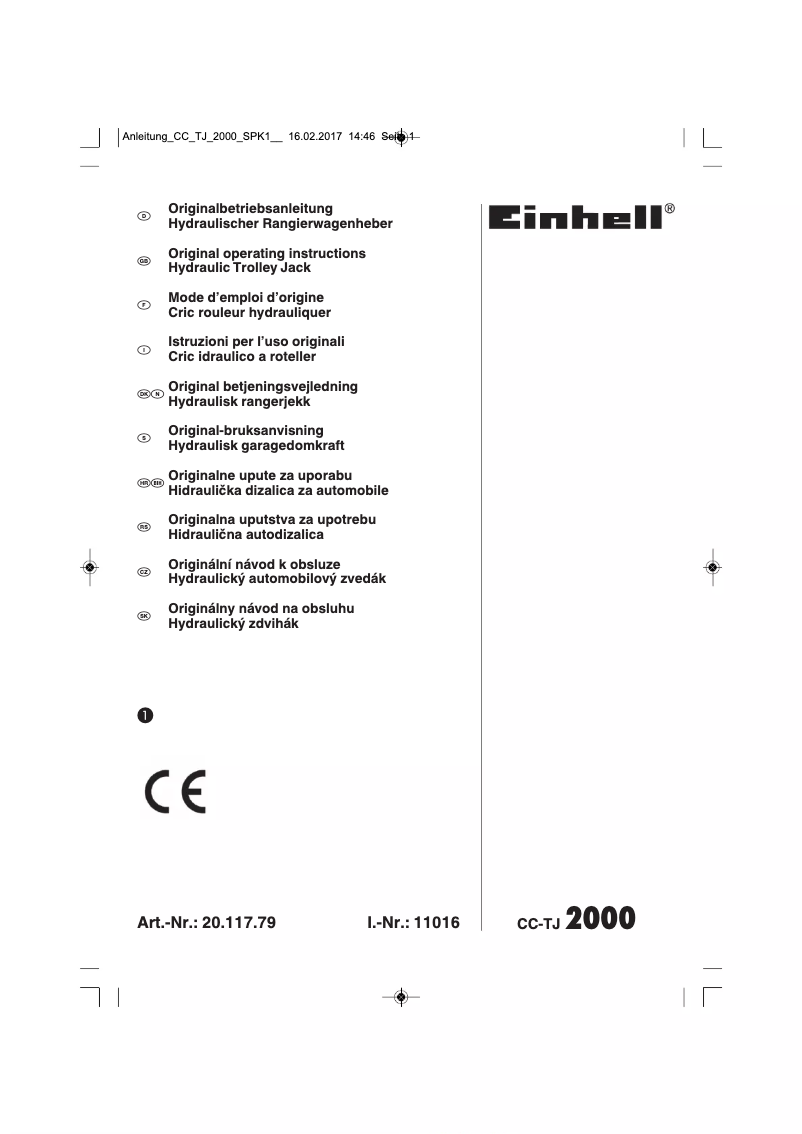 First page image of the manual for CC-TJ 2000