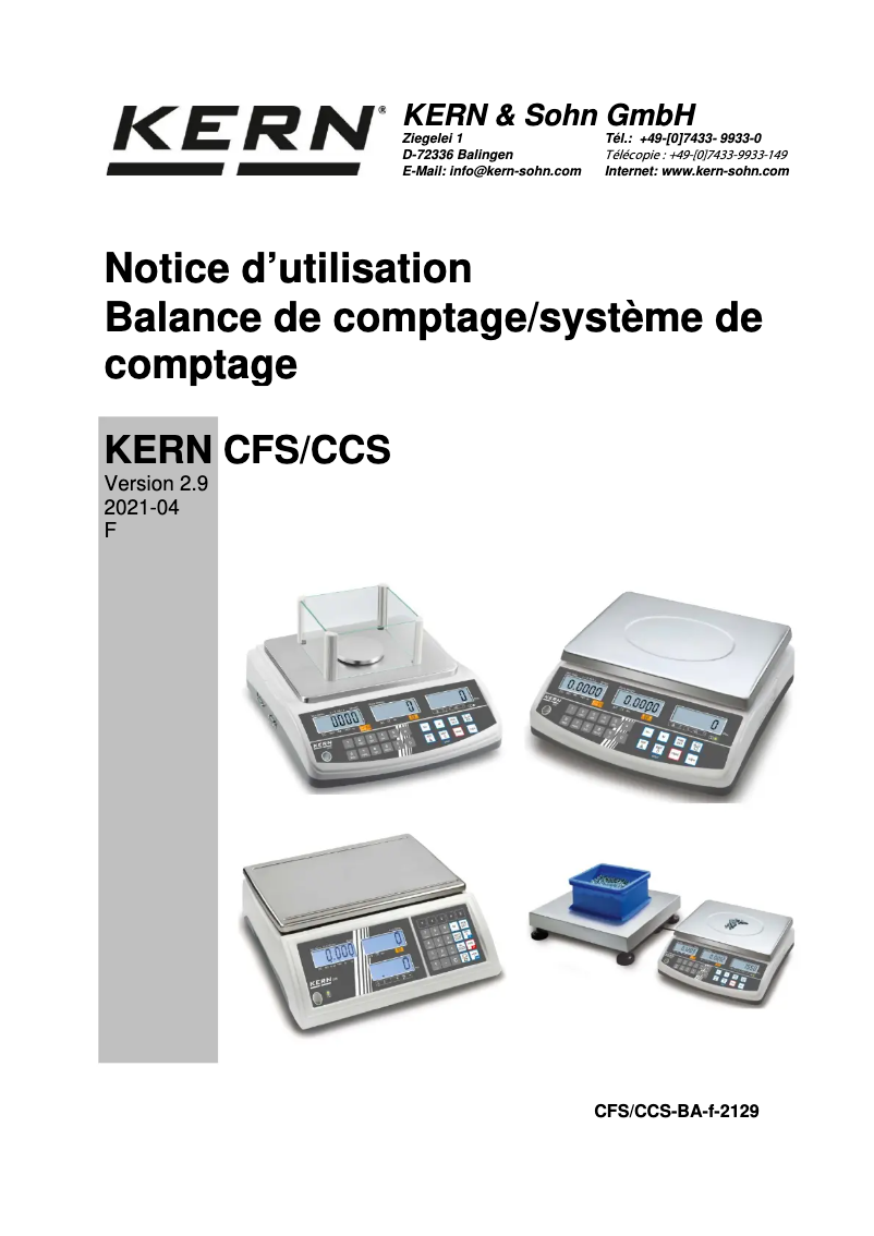 Page 1 of the manual User Manual Kern CFS 15K0.2
