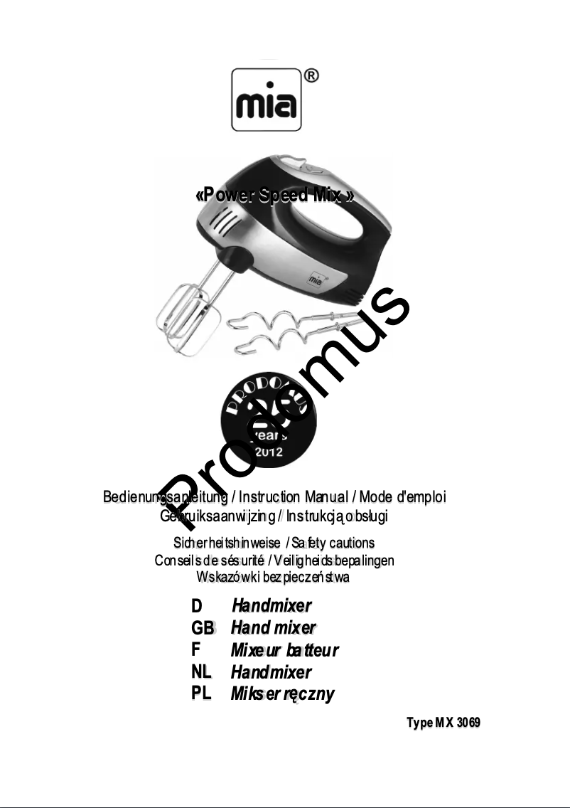 First page image of the manual for MX 3069