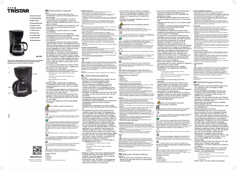 Page 1 of the manual User Manual TriStar CM-1250