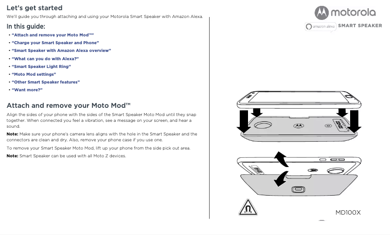 Page 1 of the manual User Manual Motorola MD100X