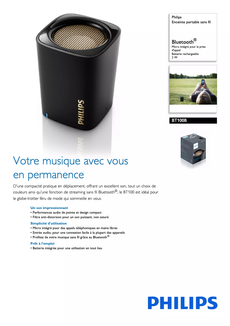 First page image of the manual for BT100B