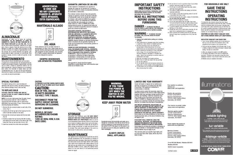 Page 1 of the manual User Manual Conair BE104X