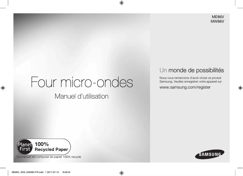 Page 1 of the manual User Manual Samsung MW86V