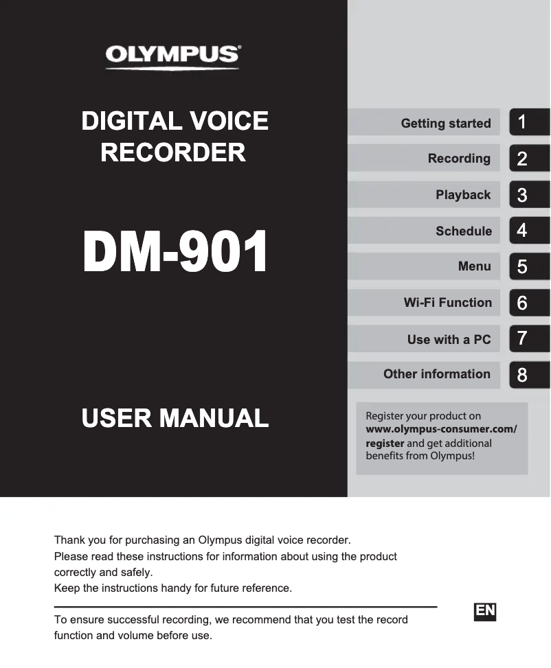 Page 1 of the manual User Manual Olympus DM-901