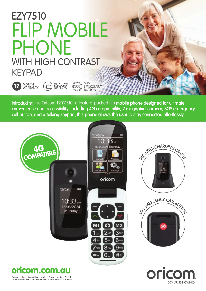 Page 1 de la notice Fiche technique Oricom EZY7510