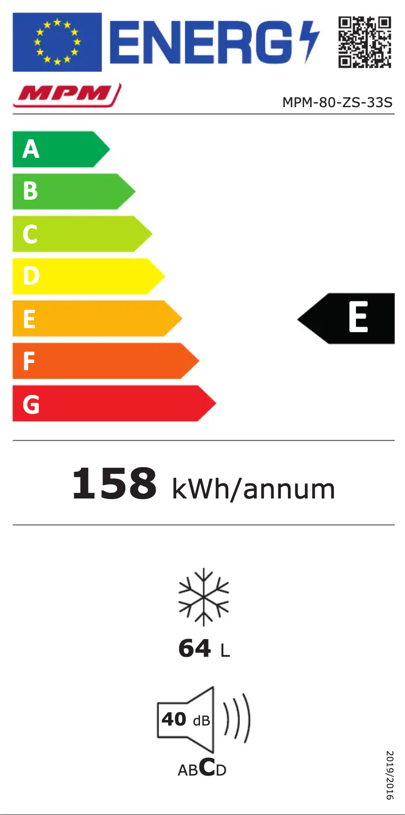 Page 1 of the manual Energy Label MPM MPM-80-ZS-33S