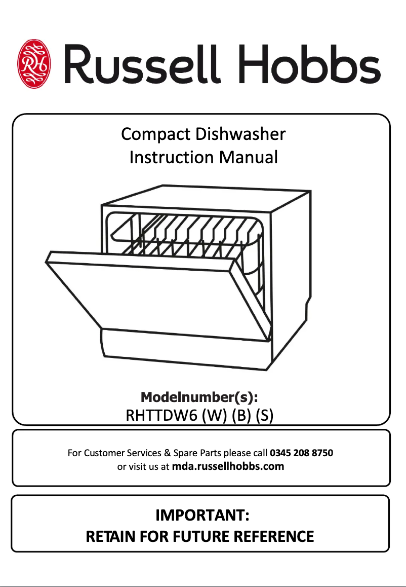 First page image of the manual for RHTTDW6B